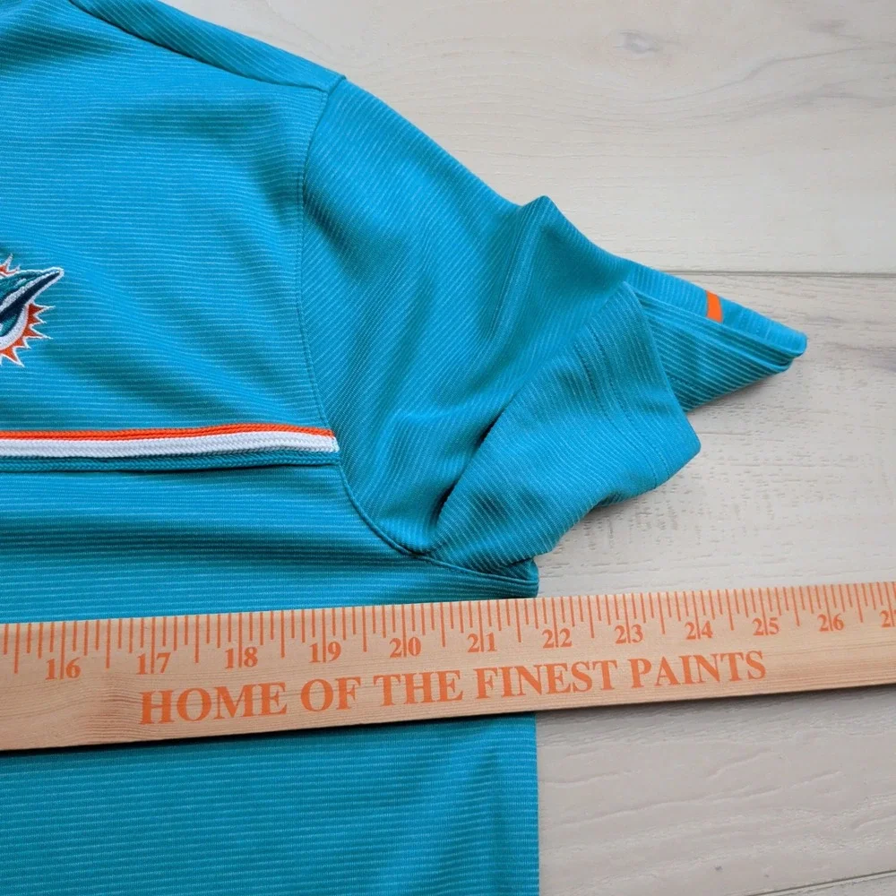 Nike Miami Dolphins NFL On Field Polo Shirt Men L Blue Orange Stripe Performance
